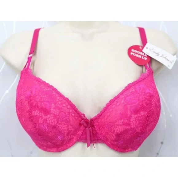 VS Bombshell Inspired Adds 2 Cups Ultimate Pushup Bra 38C Dark Pink Lace - Picture 2 of 9